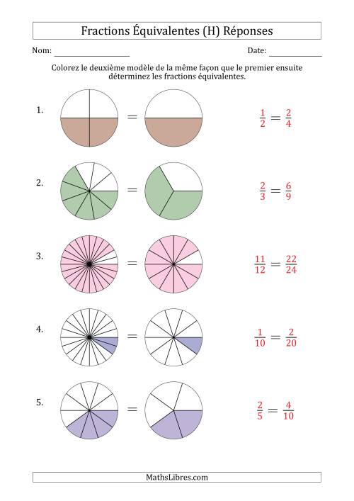 Fractions Équivalentes à l’Aide des Modèles et Avec une Fraction Simplifiée en Second (H) page 2