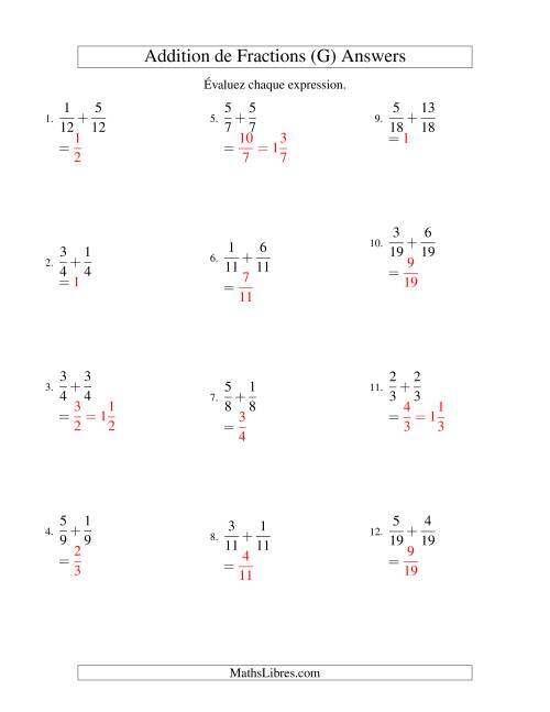 Addition de Fractions Mixtes (G) page 2