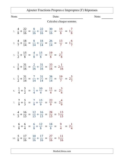 Addition de Fractions Impropres (F) page 2