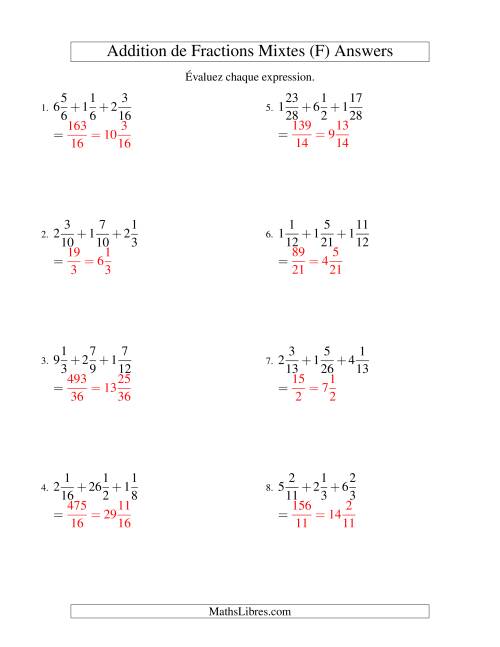 Addition de Fractions Mixtes (Défi) (F) page 2