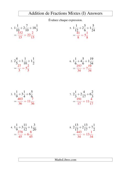 Addition de Fractions Mixtes (Défi) (I) page 2