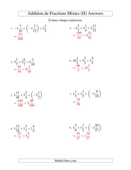 Addition de Fractions Mixtes (Super défi) (I)