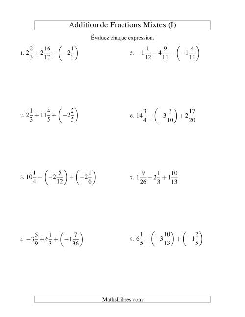 Addition de Fractions Mixtes (Super défi) (I) page 2