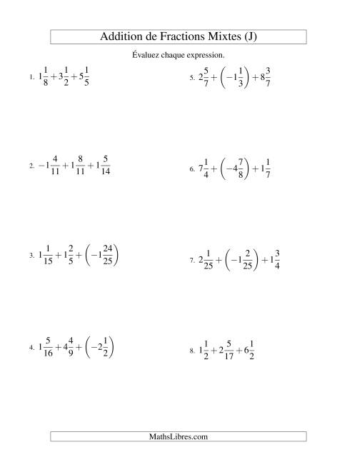 Addition de Fractions Mixtes (Super défi) (K)