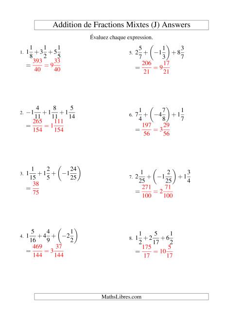 Addition de Fractions Mixtes (Super défi) (K) page 2