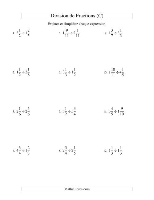 Division et Simplification de Fractions Mixtes (C)