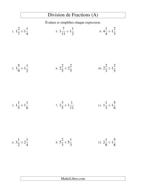 Division et Simplification de Fractions Mixtes (Tout)