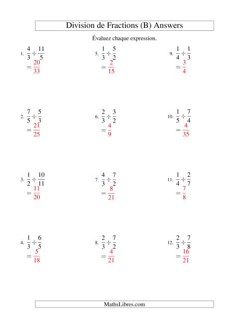 Division de Fractions Impropres (B) page 2