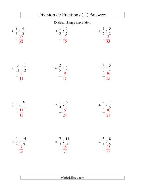 Division de Fractions Impropres (H) page 2