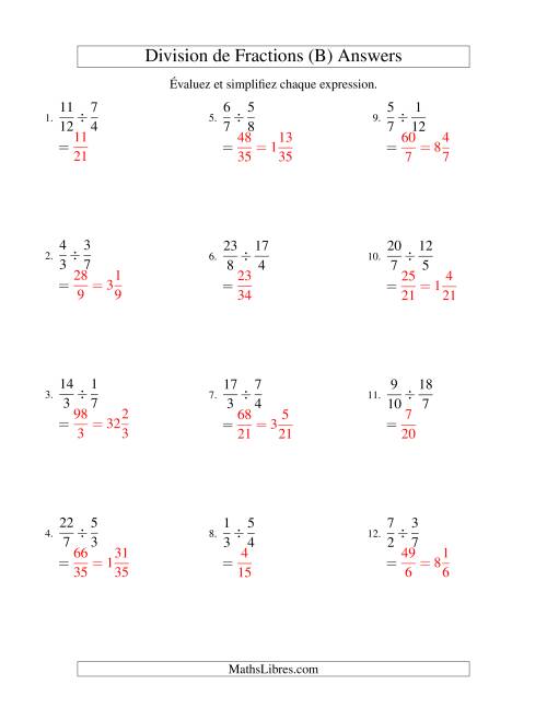 Division et Simplification de Fractions Impropres (B) page 2