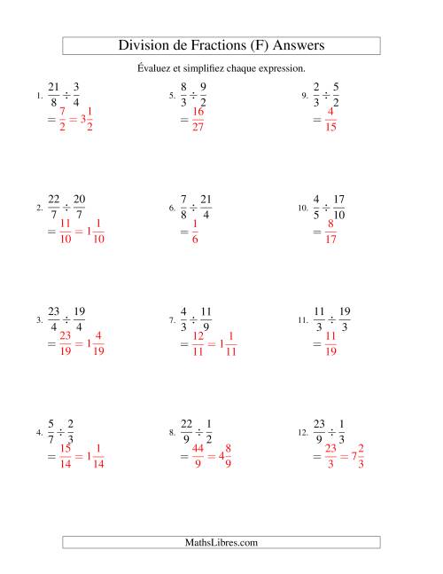 Division et Simplification de Fractions Impropres (F) page 2