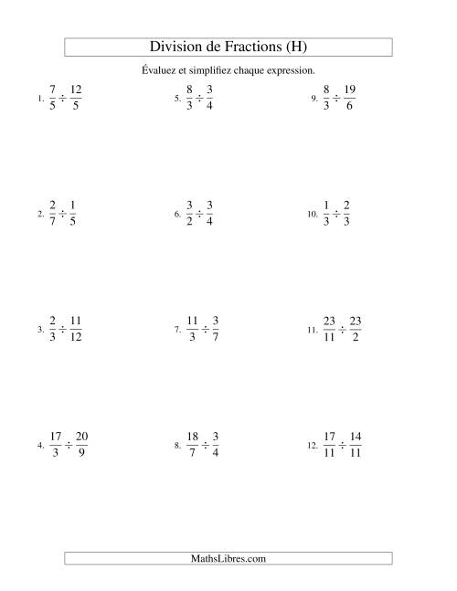 Division et Simplification de Fractions Impropres (H)