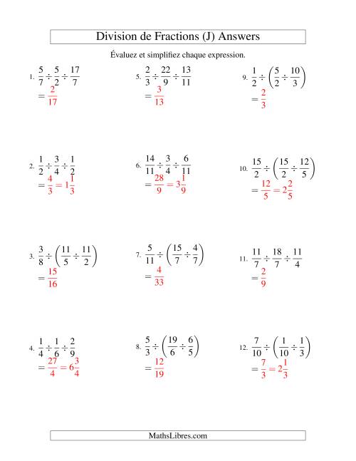 Division et Simplification de Fractions Impropres -- 3 fractions (J) page 2