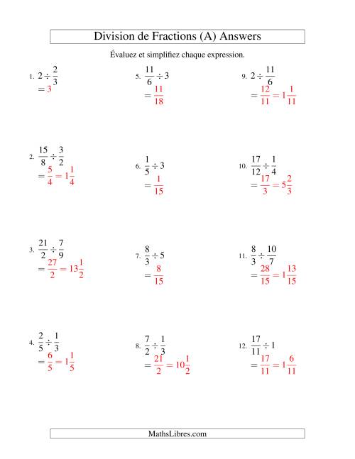 Division et Simplification de Fractions (A) page 2