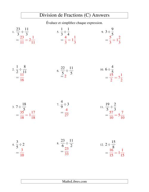 Division et Simplification de Fractions (C) page 2