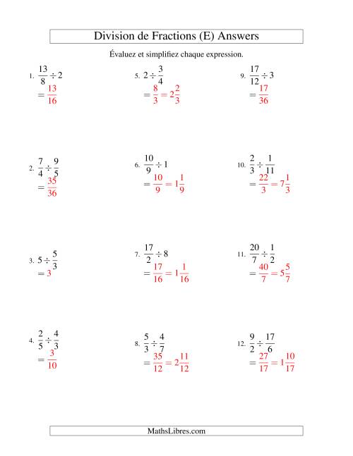 Division et Simplification de Fractions (E) page 2