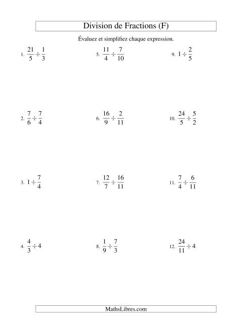 Division et Simplification de Fractions (F)