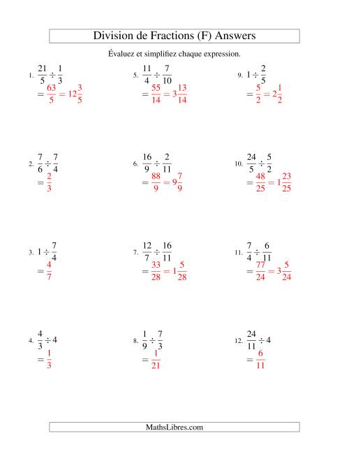 Division et Simplification de Fractions (F) page 2