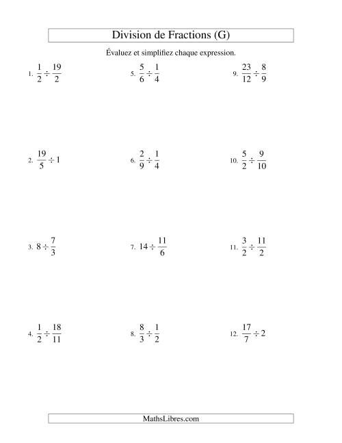 Division et Simplification de Fractions (G)
