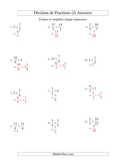 Division et Simplification de Fractions (J) page 2