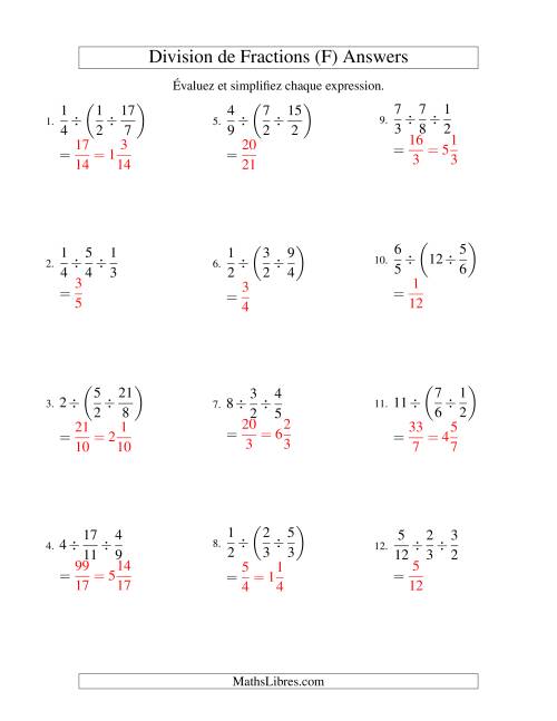 Division et Simplification de Fractions -- 3 fractions (F) page 2
