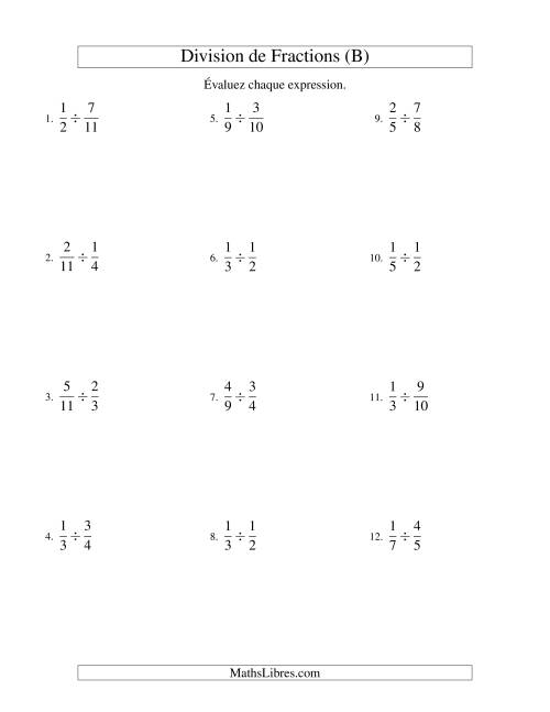 Division et Simplification de Fractions Propres (B)
