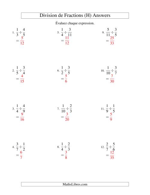 Division et Simplification de Fractions Propres (H) page 2