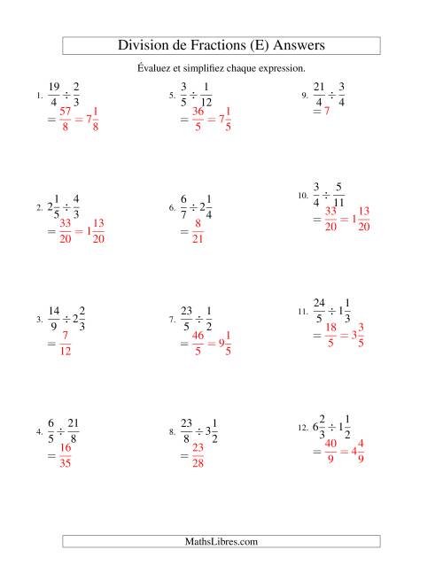 Division et Simplification de Fractions Mixtes (E) page 2