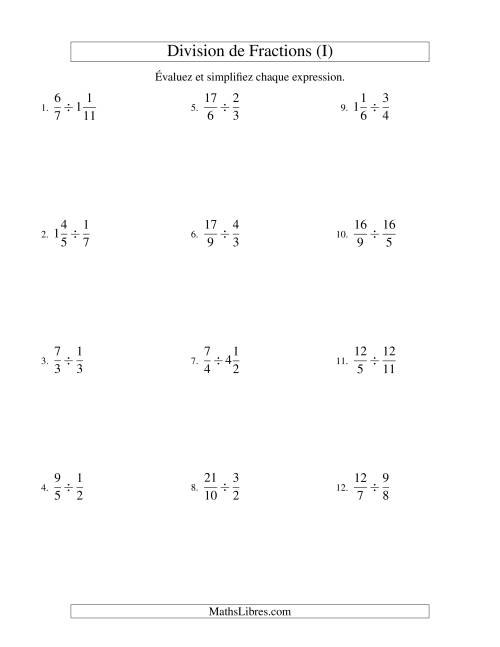 Division et Simplification de Fractions Mixtes (I)