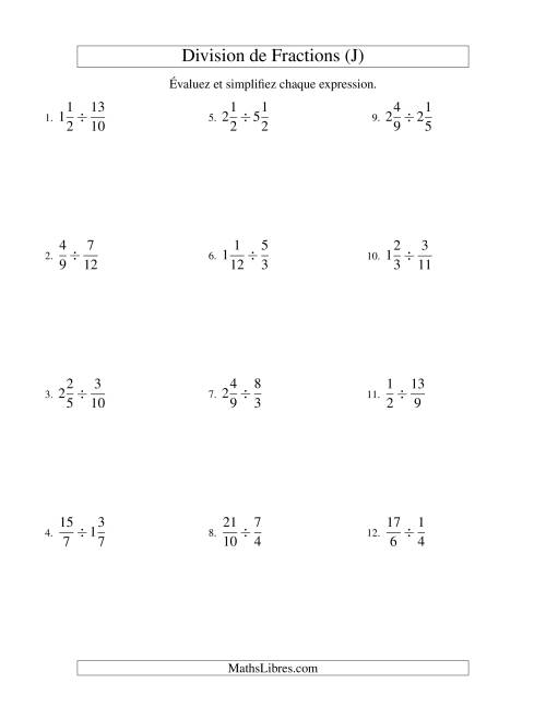Division et Simplification de Fractions Mixtes (J)