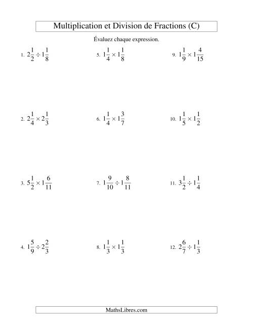 Multiplication et Division de Fractions Mixtes (C)