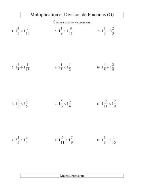 Multiplication et Division de Fractions Mixtes (G)