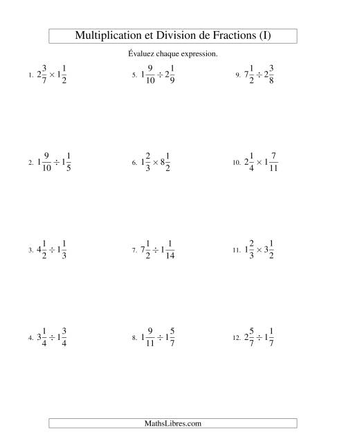 Multiplication et Division de Fractions Mixtes (I)