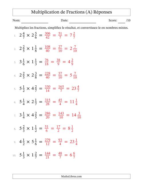Multiplier deux fractions mixtes (A) page 2