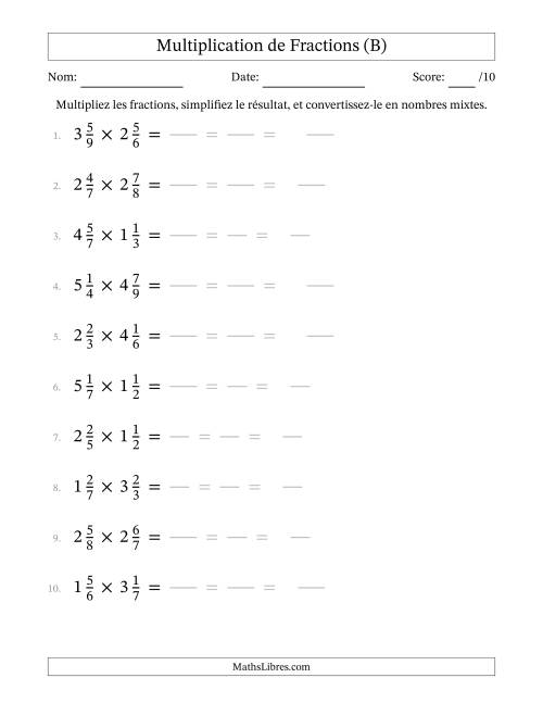 Multiplier deux fractions mixtes (B)