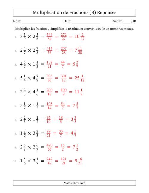 Multiplier deux fractions mixtes (B) page 2