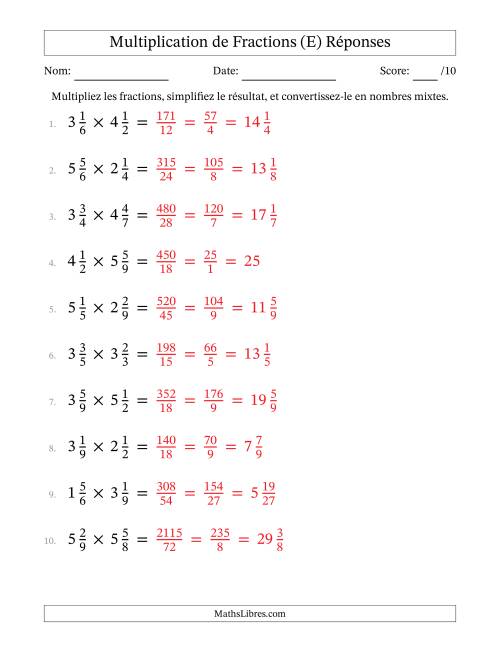 Multiplier deux fractions mixtes (E) page 2