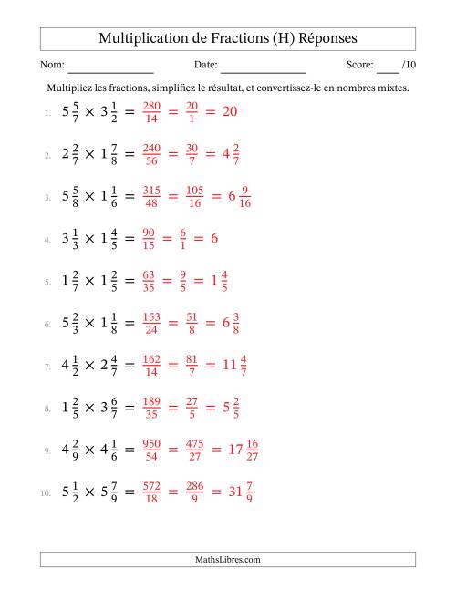 Multiplier deux fractions mixtes (H) page 2