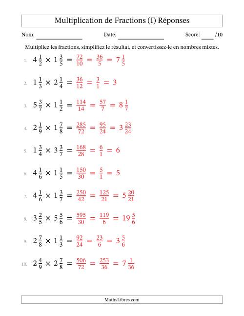Multiplier deux fractions mixtes (I) page 2