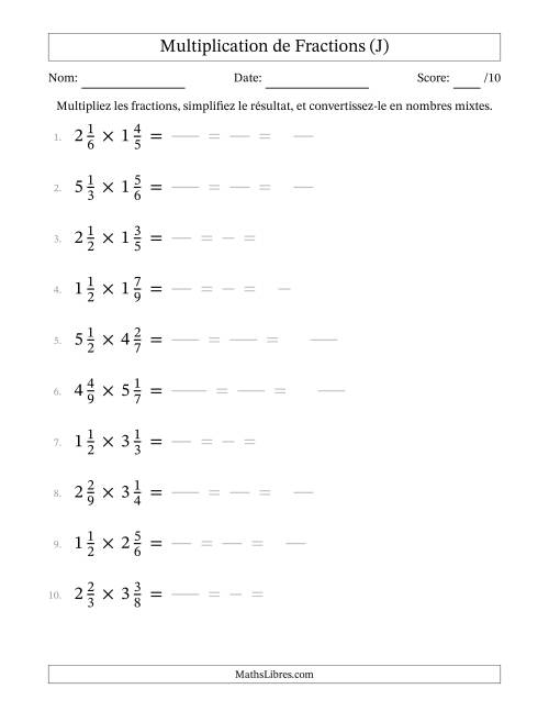 Multiplier deux fractions mixtes (J)