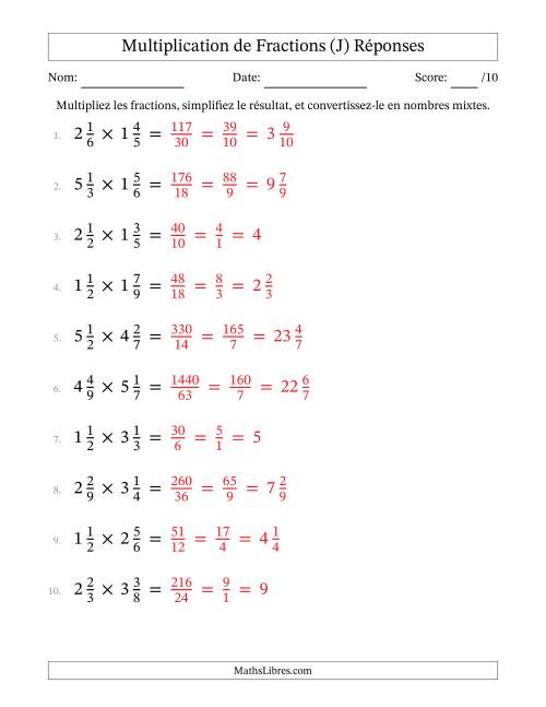 Multiplier deux fractions mixtes (J) page 2