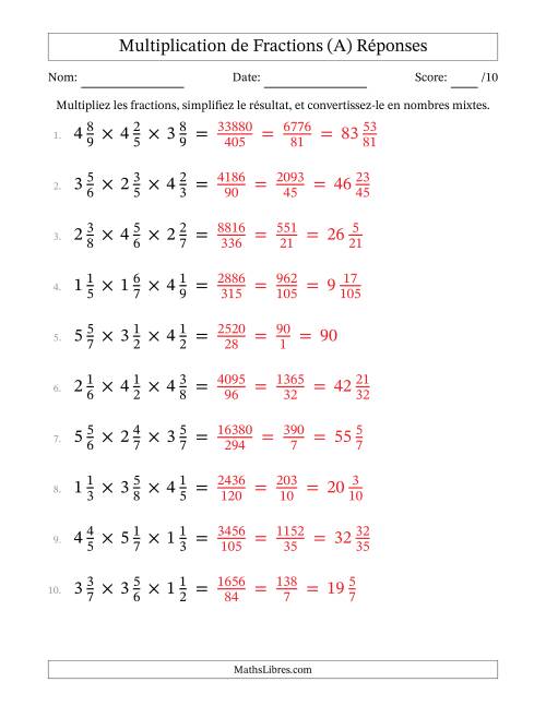 Multiplier trois fractions mixtes (A) page 2