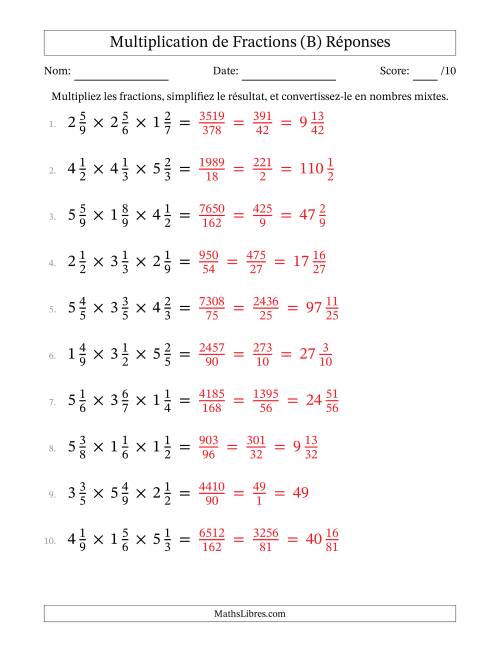 Multiplier trois fractions mixtes (B) page 2