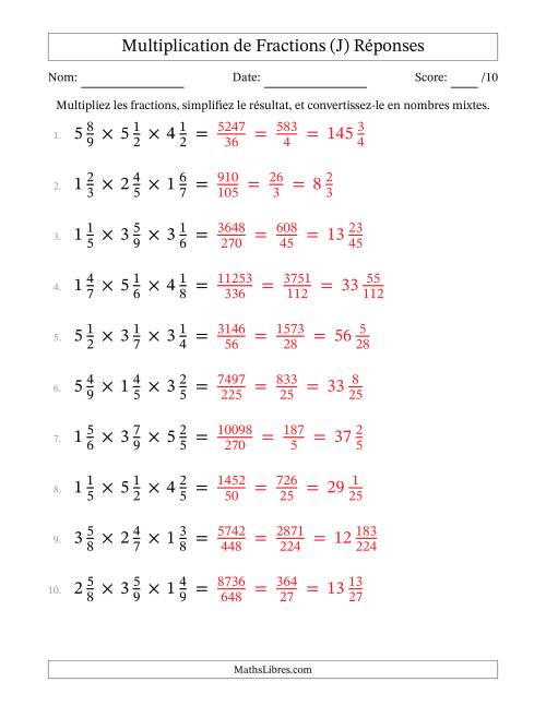 Multiplier trois fractions mixtes (J) page 2