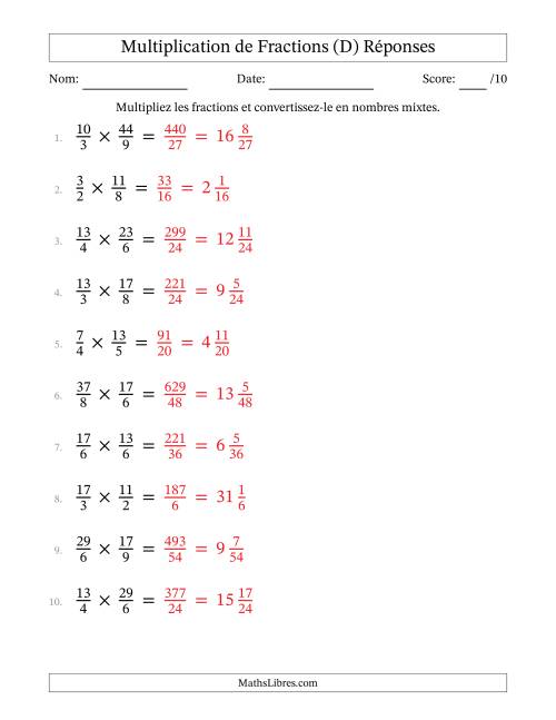 Multiplier Deux Fractions Impropres (D) page 2