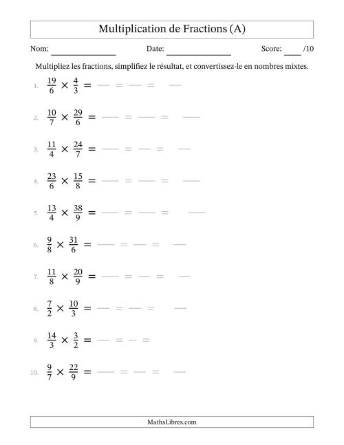 Multiplier et Simplifier Deux Fractions Impropres (A)