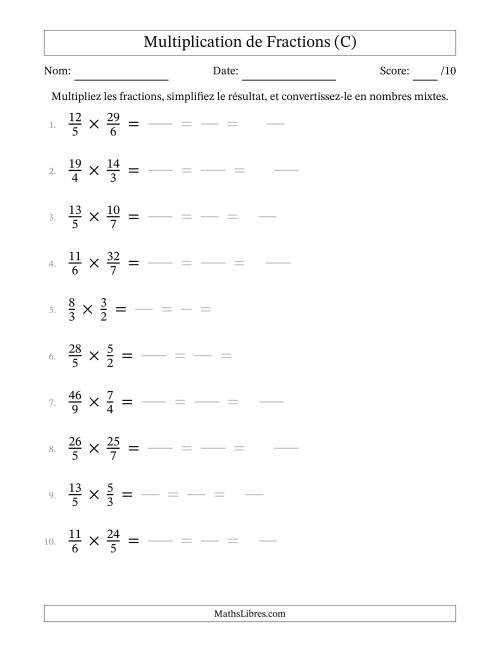 Multiplier et Simplifier Deux Fractions Impropres (C)