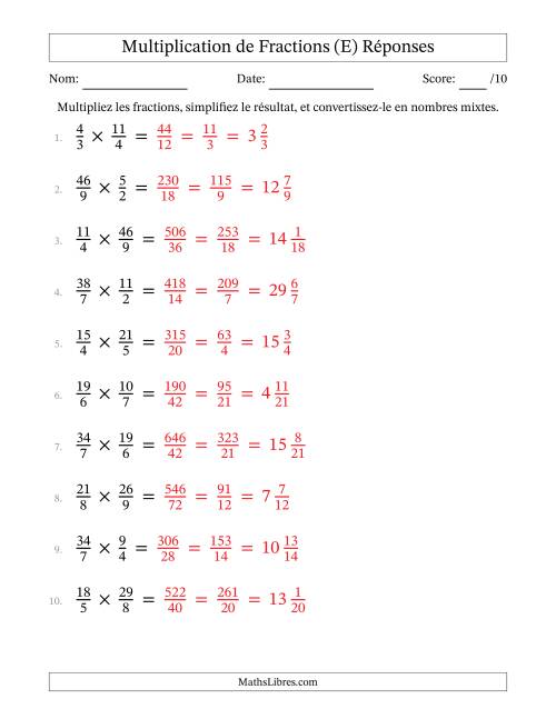 Multiplier et Simplifier Deux Fractions Impropres (E) page 2