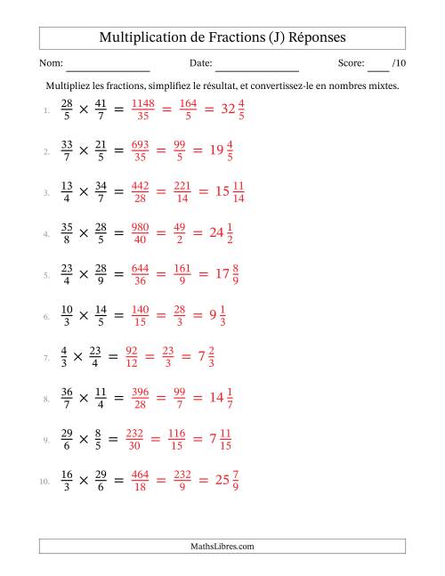 Multiplier et Simplifier Deux Fractions Impropres (J) page 2