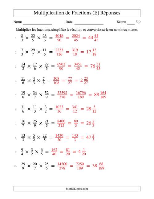 Multiplier trois fractions impropres (E) page 2